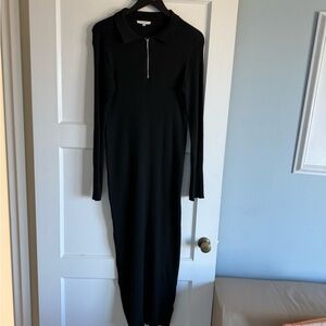 Z Supply Black Long Sleeve Ribbed Dress
